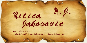 Milica Jakovović vizit kartica